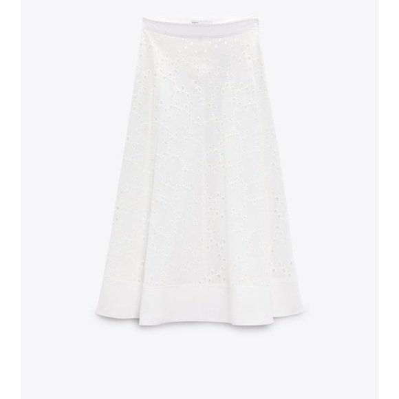 Zara embroidered white midi cape skirt - Picture 3 of 3
